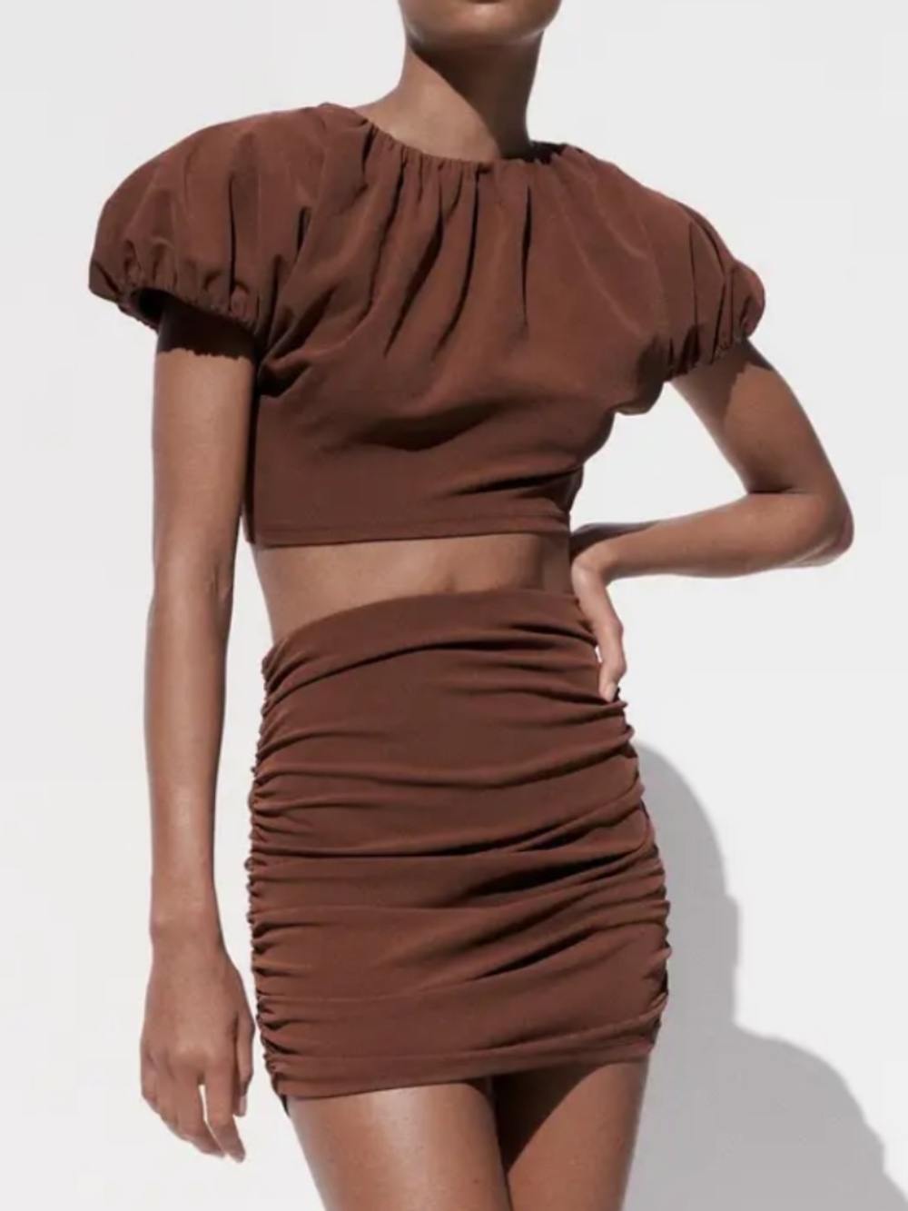 ZARA BALLON CROP TOP with MATCHING MINI SKIRT set